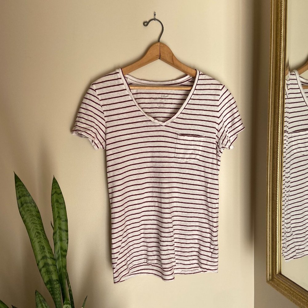 Maroon and white striped tee